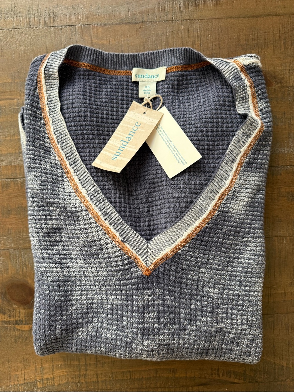 Sundance Women’s V-Neck Washed Slate Gray Long Sleeve Sweater - Picture 3 of 9